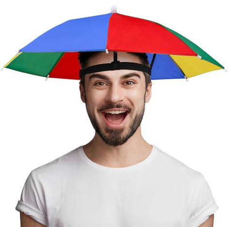 ZKGYUS Chapeau Parapluie, Chapeau Parapluie de Tête Casquette Parasol Chapeau de Pêche Protection UV Anti-Soleil pour Les Femmes et Homme Golf, Plage, Randonnée, Jardinage