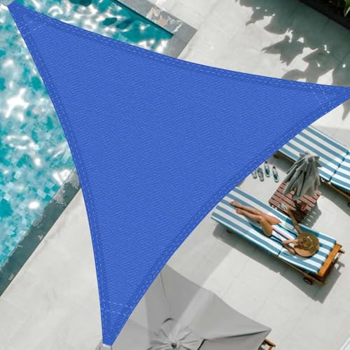 Tenda A Vela Triangolare 5x5x7m Vela Ombreggiante HDPE Traspirante, Protezione Raggi UV 95%, per Feste All'aperto in Terrazza Giardino, con Corda, Blu
