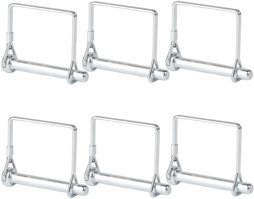 Lot de 6 goupilles de sécurité rectangulaires 8 x 60 mm, goupilles d'embrayage, goupilles de sécurité, goupilles pliantes avec fermeture de verrouillage, pour remorque de ferme, jardin