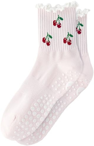 Yawlsow Pilates Stoppersocken für Damen Rutschfeste Yoga Grip Socken | mit Noppen niedlich und bequem für Reformer Ballett Barre Tanz Trampolin Krankenhaus Fitness Zuhause Atmungsaktiv