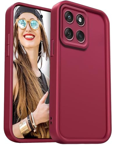 DESSEN Funda para Motorola Moto G56 5G Capa Protectora- Silicona Carcasa Antigolpes Protector Camara Móvil Case Cover Suave Bumper Resistente, Rojo Vino