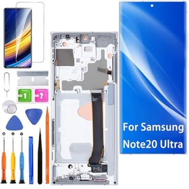 Écran pour Samsung Note20 N985F Ultra TFT Blanc avec Cadre | Sans Empreintes Digitales，avec Kit de réparation，TFT LCD，Affichage HD，Remplacement d'écran,non Courbé,pour Modèle:N985F/DS