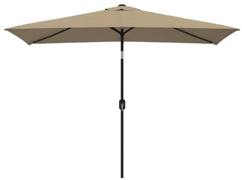 Homgoday UV-skydd trädgårdsparaply, taupe, 300 x 200 x 252 cm, polyester, 6 ribbor, vevmekanism modell 44502