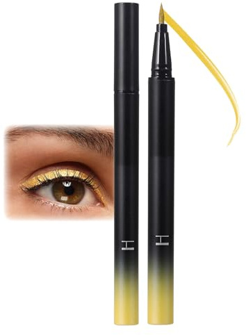 Metallic Glitzer Eyeliner, Gold Diamond Liquid Eyeliner, Glitter Flüssiger Kajal Stift, Wasserfest & Wischfest Metallischer Eye Liner, Hochpigmentiert & Langlebig Shimmer Kajalstift für Gesicht Körper