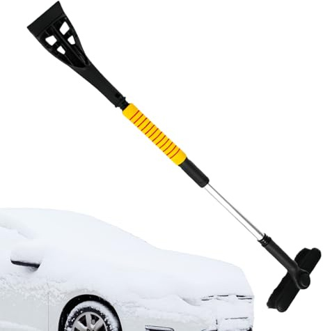 Pala de nieve para coche – Herramienta de limpieza extensible | Cepillo de deshielo de invierno | Limpiador de nieve portátil para coche, SUV, camión, parabrisas, puerta, ventana, garaje, aparcamiento