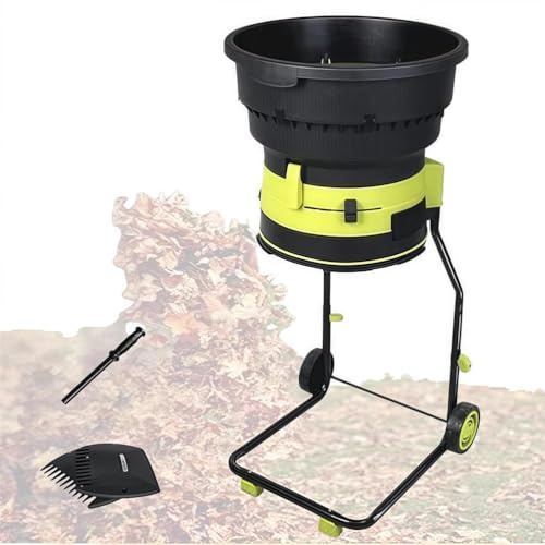 SAYEYBU Biotrituratore Elettrico Foglie con Ruote, Cippatore 8000 Giri/Min, Attrezzo Pulizia Giardino, Macchina Compostaggio, Include Borsa per Trasporto, per Una Facile Manutenzione,Powercord×40m