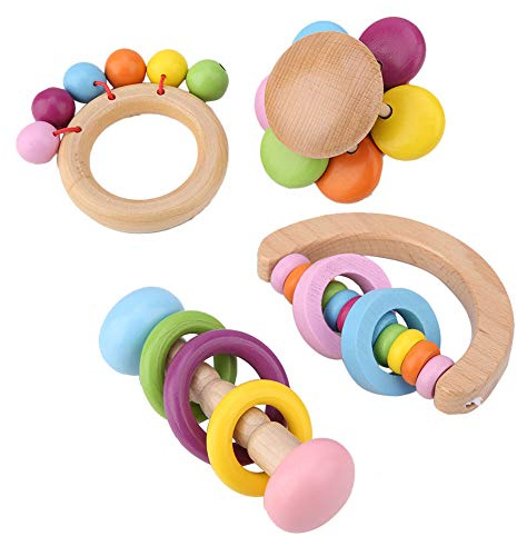 Kikumi 4-teiliges Spielzeug-Vogel-Kauspielzeug Zum Aufhängen, Spielzeug-Set aus Holz