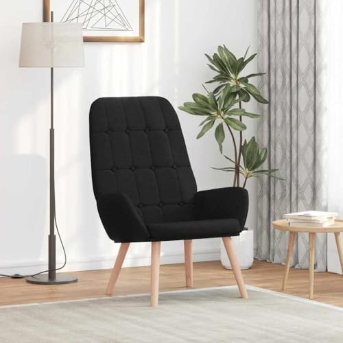 Yunovire Relaxfåtölj svart tyg, mysig loungefåtölj för vuxna, modern design, bekväm enkelfåtölj för vardagsrum, sovrum, kontor, 110 kg lastkapacitet