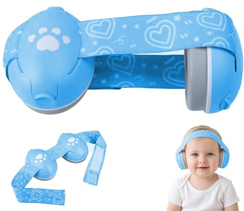 GUKOY Casque Anti Bruit pour Bebe, Protection Auditive, Amélioration du Sommeil Avion Bandeaux Antidérapants Nourrisson, Certifiée CE, Enfant jusqu'à 36 Mois, Bleu