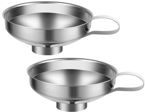 Toyvian Embudo de Metal para Tarro Boca Ancha, 2 Piezas, Acero Inoxidable Resistente para Dispensar Polvo y Líquidos en Cocina y Laboratorio Casero