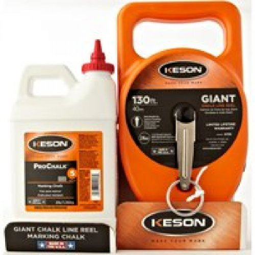 KESON INDUSTRIES G1303R Chalk Line Reel, 130 Ft L, 3 Lb Capacity