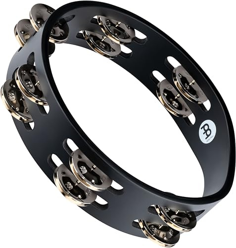 Meinl Percussion Compact Wood Tambourine - 2-reihiges Tamburin - Durchmesser 8 Zoll - Siam Eiche / Stahl, Schwarz / Natur (CTA2S-BK) | Tamburin mit 2 Reihen Jingles, Durchmesser 8 Zoll, Holz und Stahl