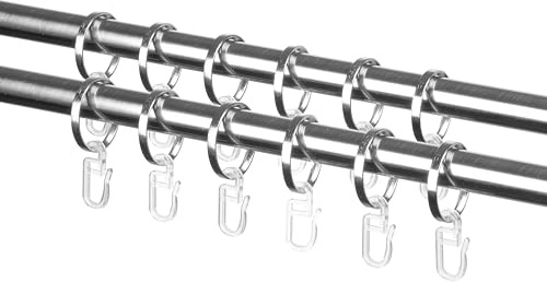 Ventanara® Befestigungsringe für Gardinenstange inkl. transparenten Befestigungshaken Durchm. 28mm 16er Set