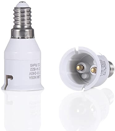Luminosa E14 to B22 Lamp Holder Adapter Converter (Pack of 2)/ ES Edison Small Screw to Bayonet Bulb Socket Adapter/LED Light Converter / 1 Year Warraty/CE