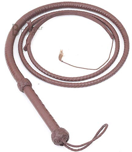 Indiana Jones Style 8 Foot & 10 Foot Dark Brown Leather Equestrian Bullwhip 8 Strands Real Cowhide Leather Bull Whip (08)