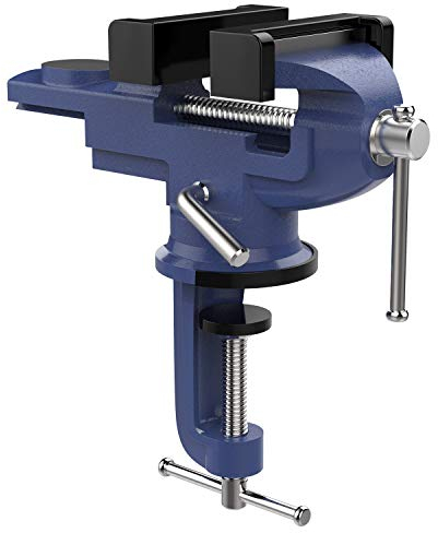 Nuovoware 360° Drehbar Schraubstock, 2.8/70 mm Universal Tischschraubstock mit Amboss und Achse Fixieren Feststehend von Werkstück für Holzbearbeitung, Metallbearbeitung, Schneidleitung - Blau