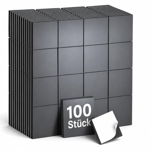 HaftPlus - Magnetplättchen selbstklebend - 100x Klebemagnete für Kühlschrank, Tafel, Büro, 10x10mm