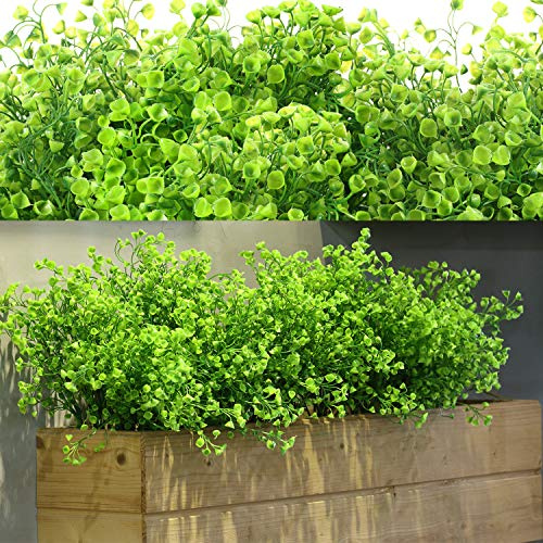 WILLBOND 12 Bündel Künstlich Sträucher Büsche Künstlich Blumen Outdoor UV Beständig Pflanzen Blumen Dekorative Künstlich Sträucher Büsche für Blumen Arrangement, Tisch Kernstück Dekor (Grün)