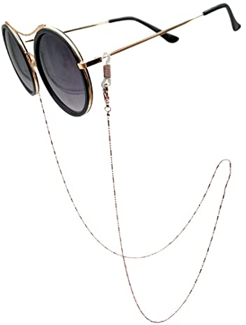 Julesmar Brillenkette Sansibar - Silber, Gold, Roségold/Trendige Brillenkordel, Schlichte Kette für Sonnenbrille, Lesebrille - minimalist Design/Sunglasses Chain, Strap - 100% Nickelfrei - (Roségold)