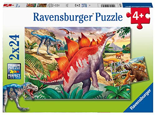 Ravensburger Puzzle Wilde Urzeittiere - 2x24 Teile Puzzle ab 4 Jahre | 2x24 Teile Puzzle, Kinderpuzzle ab 4 Jahre, Ravensburger Qualität
