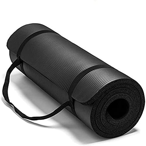 RAXTER Yoga Mat 10mm Thick, Classic Pro Non-Slip Yoga Mat- NBR for Home and Gym Workout Eco-Friendly for Men and Women’s Fitness, Pilates and Gymnastics, Planks & Floor Exercise (Black)
