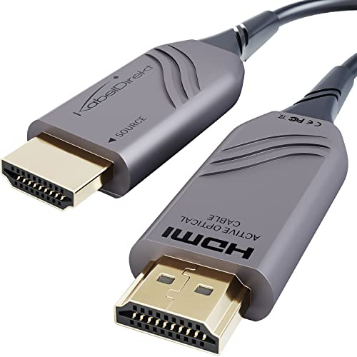KabelDirekt – Optisches 8K HDMI 2.1 Kabel, HDMI Glasfaserkabel – 20m – HDMI-zertifiziert mit 0% Signalverlust für höchste Qualität (8K@60Hz, Ultra High Speed/48G, flexibler Lichtwellenleiter)