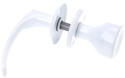 Aqbau® Türknopf mit Türdrücker Weiß – Metall pulverbeschichtet, 8 mm Vierkantstift, Rosette Ø55 mm, Griffteil 110 mm, für Holztüren
