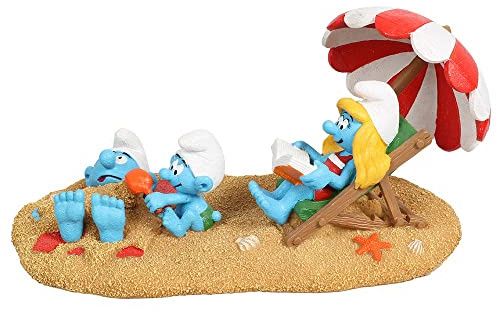 Smurfs AquaDella, Figur Die Schlümpfe Strand Schlumpete & Baby, hochdetailliert und hergestellt aus Polyesterharz, ungiftig und pH-neutral, für Süß- und Meerwasseraquarien