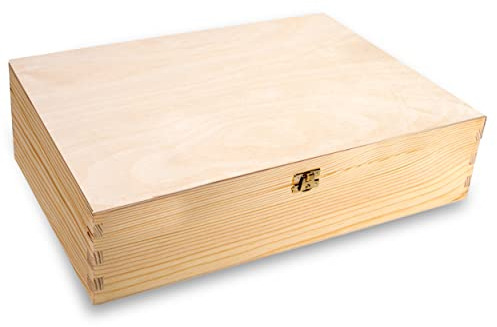 Holzbox mit Deckel Holzkiste Aufbewahrungsbox Deko 40 x 30 x 10 cm Holz-Kiste Naturholz Box Erinnerungsbox | Bastel- & Geschenkkiste