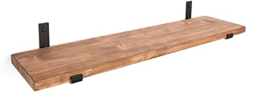 Wandregal Holz 80x20 cm - Regalbrett Holz - Moderner Stil und einfache Installation - Wandboard - Regal Wand als Einzigartiges Innendesign an Ihren Fingerspitzen - Schweberegal mit Regalträger