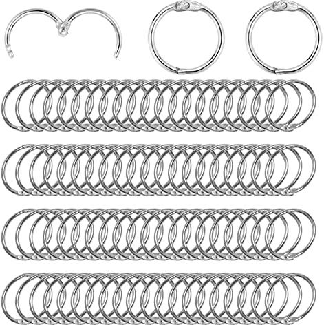 SPOKKI 25mm/1 inch Flashcard Rings - 90 Pcs Nickel-Plated Loose Leaf Binder Rings for Flash Cards, Treasury Tags, Cue Cards, School, Office, Home