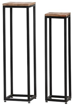 GILDE 2er Set Deko-Säule aus Metall - quadratisch - Höhe 90cm x Breite 25cm - braun/schwarz - Säule zum Dekorieren