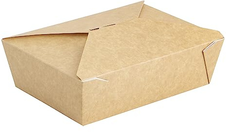 Horeca Collection Lot de 50 boîtes américaines en carton kraft 19,5 x 14 x 4,5 cm – Take Away, recyclable, emballage Take Away, fermeture sécurisée, nourriture piste, hôtellerie, repas à emporter.