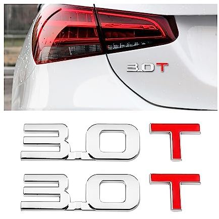 JNNJ 2 Piece Decoración del Coche De Metal Adhesivo De Metal, 3D for La Insignia del Emblema del Coche, Emblema Etiqueta Engomada para Coche, Universal Car Styling Accesorios Decorativos(3.0T)