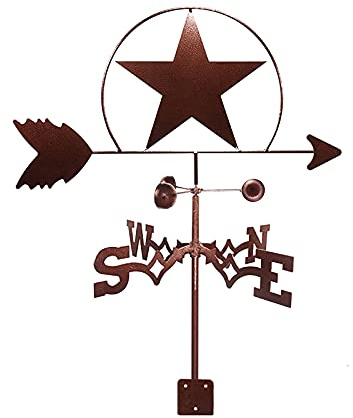 EICOFF Veleta Decorativa, Veleta de Cinco Puntas, Silueta de Estrella, Veleta, Veleta, indicador de dirección, estaca de jardín, decoración de Arte, Acero Inoxidable para decoración de Soporte al a