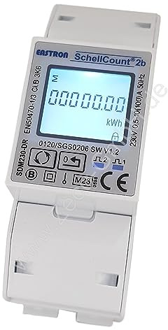 Schellcount2b - Stromzähler digitaler Wechselstromzähler MID geeicht für DIN Hutschiene mit LCD, bis 100A,1000imp./kWh mit Tageszählfunktion multifunktionale Anzeige