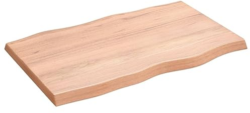 Makastle Massivholz Tischplatte Baumkante Massivholzplatte Baumkanten Holz Platte Ersatztischplatte Holzplatte für Heimwerker, Arbeitsplatten & Tische, 80x50x4 cm Massivholz Eiche Behandelt Baumkante