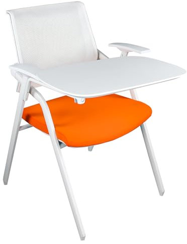 GHBXJX Klappstuhl Gepolstert Konferenzstuhl, Bürosessel mit Tischplatte, Bürostuhl 150 kg Belastbarkeit, Ergonomisch Schreibtischstuhl Ohne Rollen, Bürostühle Vielseitig Einsetzbar, Weiß