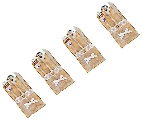 minkissy 8St Taschen für Messergeschirr Bestecktaschen Geschirrtaschen Besteckbeutel aus Sackleinen Sackleinenbeutel für Geschirr Geschirr Taschen Weihnachten dekorative Gegenstände