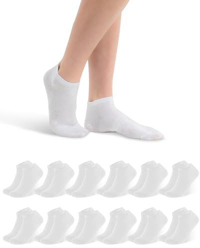 Libella sneakers strumpor dam 35-38 39-42 12 par bomull korta strumpor herr 43-46 unisex strumpor sportstrumpor sneakers strumpor damstrumpor halvstrumpor, 12 par – vit, 35-38 EU