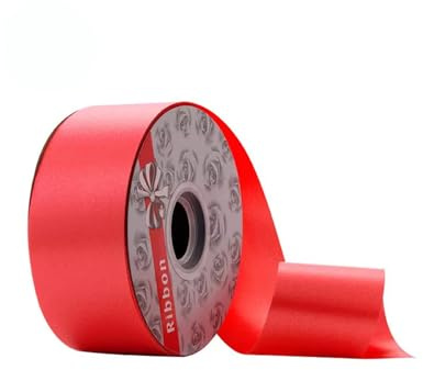 Geschenkband Rot,50 mm x 90 m Polyband, Schleifenband Kräuselband 5 cm, Ringelband Maibaum Deko, Dekoband zum Partydeko Hochzeits Geburtstag Floristen Dekorieren Basteln & Verpacken