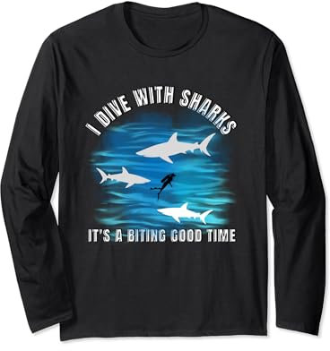 Tauchen mit Haien Haitauchen Haitaucher shark diving Langarmshirt