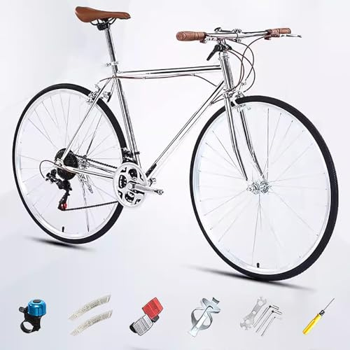 700C Rennrad, Single Speed Retro City Stadt Fahrrad, Rahmen aus Kohlenstoffstahl, Leichtes Fahrrad für Mädchen Jungen Herren und Damen
