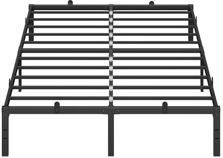 VASAGLE Doppelbettgestell, Metallbett, 140 x 200 cm, Unterbettaufbewahrung | Bett, Bettrahmen, Gästebett, modern, einfacher Aufbau, Mattschwarz, CONNER Kollektion RMB134B01