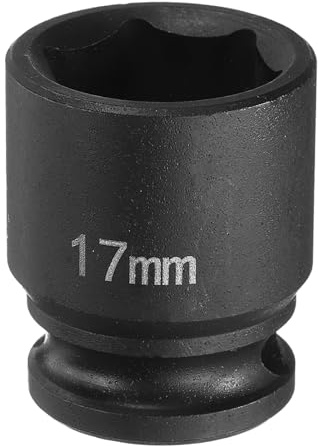 QUARKZMAN Douille à Chocs Hexagonale, 3/8 Pouce Entraînement 17mm Douille à Écrou Profonde en Acier Cr-Mo à 6 Pans pour Clé Dynamique et Électrique pour Réparation Automobile, 30mm Longue