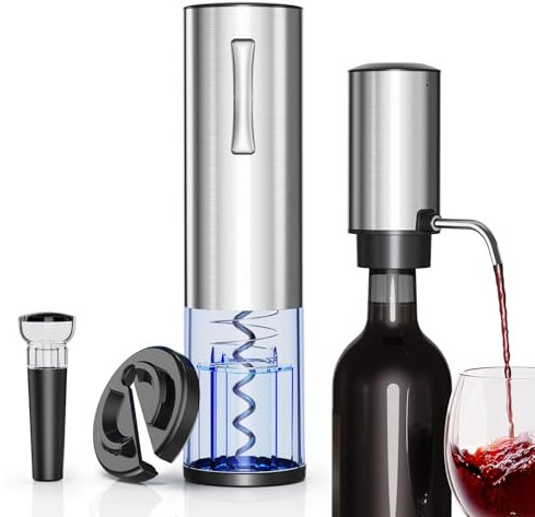 Newise Electric Wine Opener, Aerator-Dispenser, Vacuum Bottle Stoppers, Foil Cutter, Rechargeable Automatic Corkscrew Wine Gifts Set for Wine lovers - Valentine Day Gifts, Home Bar and Outdoor Parties