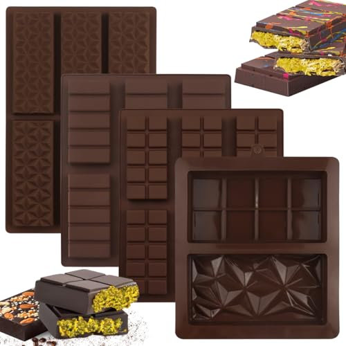 4 Pezzi Stampi per Barrette di Cioccolato,Stampo Per Cioccolato Dubai,Stampo Antiaderente Per Cioccolatini Per Alimenti,per Cioccolatini e Dolci Artigianali (A)