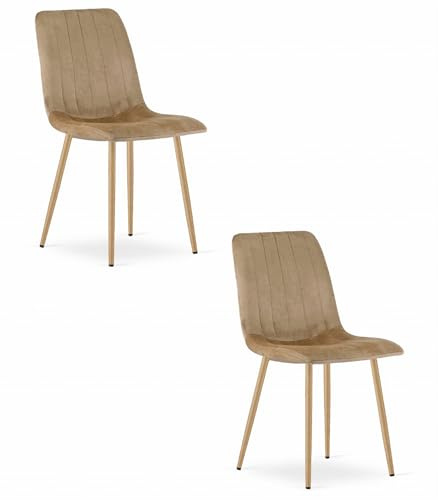 Best For Home stol – brun sammet/träfärgade ben x 2
