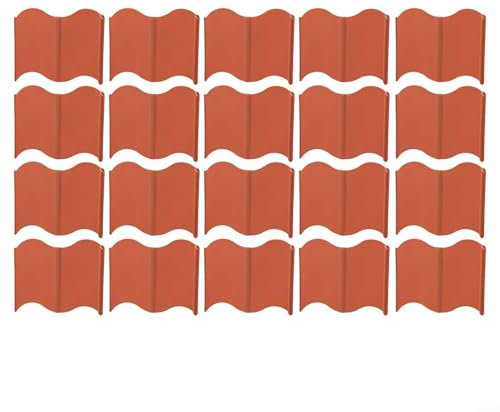 Bordes de jardín de material PP para separación de césped y parterres (rojo)