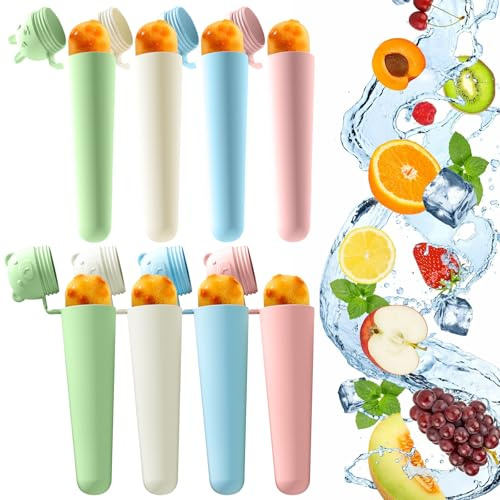Stampi per Ghiaccioli in Silicone, 8 Pezzi Stampi per Ghiaccioli Professionali Set, Formine per Ghiaccioli Riutilizzabili, Stampi per Gelato senza BPA, Stampi Gelato Bambini, Stampo Gelato Stecco